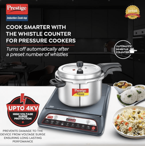 Prestige PIC 20 WIZ 1600W Induction Cooktop(Black, Automatic Whistle Counter, Indian Menu Option) - Image 2